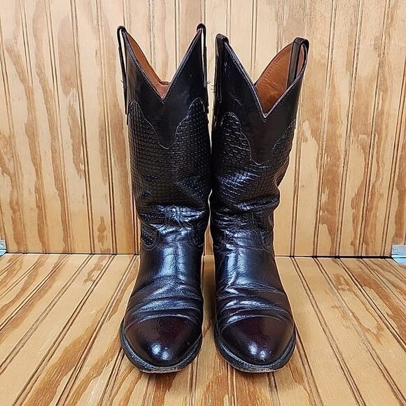 Handmade HTF Basket-Weave Leather El Dorado Western Cowboy Boots Men's 9D - Picture 2 of 12